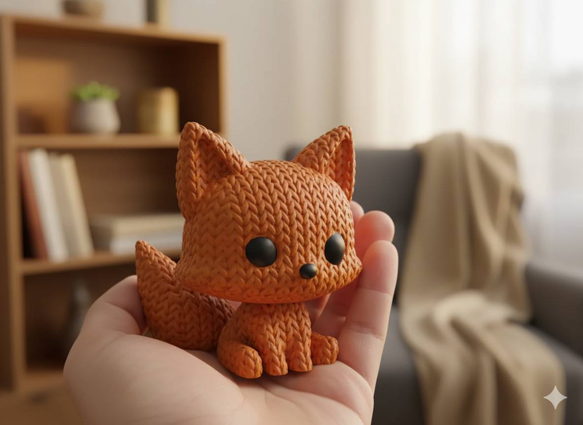 فیگور دکوری Foxy Friend | مجسمه فانتزی با بافت بافتنی